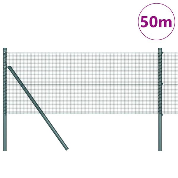 vidaXL Hegnsp&aelig;l Gr&oslash;n 50 x 0,6 m (12 x 12 mm maske) St&aring;l og PVC