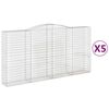 vidaXL buede gabionkurve 5 stk. 400x50x200/220 cm galvaniseret jern