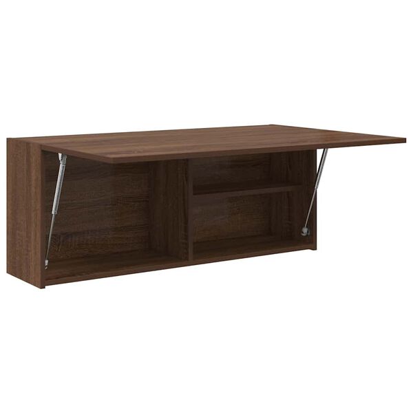 vidaXL væghængt badeværelsesskab 100x25x40 cm konstrueret træ brun eg