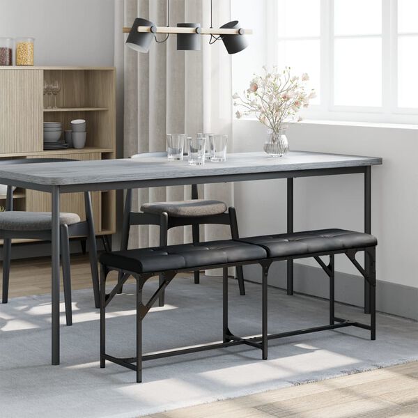 vidaXL spisebordsb&aelig;nk 124x32x45 cm st&aring;l og kunstl&aelig;der sort