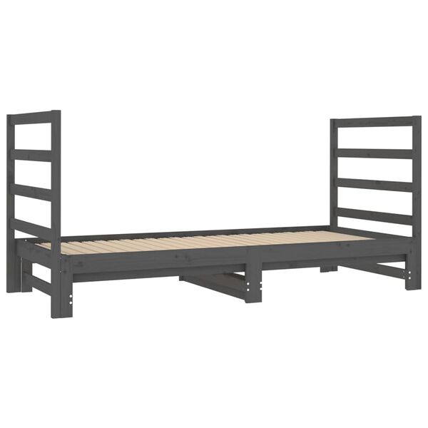 vidaXL daybed med udtr&aelig;k 2x(90x190) cm massivt fyrretr&aelig; gr&aring;