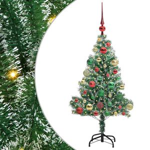 vidaXL Kunstigt Juletr&aelig; Snebelagt med LED Lys Gr&oslash;n og Hvid 120 cm