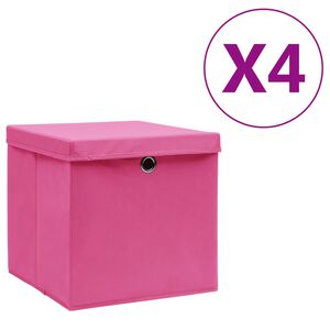 vidaXL opbevaringskasser med l&aring;g 4 stk. 28x28x28 cm pink