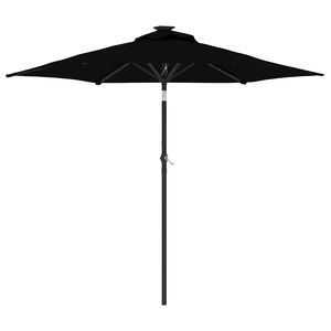 vidaXL parasol med LED-lys og st&aring;lstang 225x225x212 cm sort