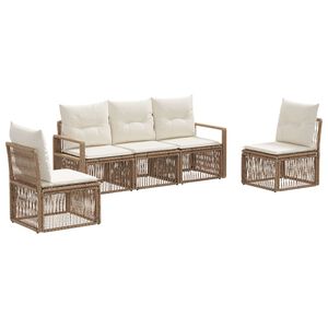 vidaXL Havesofa S&aelig;t 5 stk. Beige polyrattan
