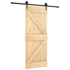 vidaXL Skyded&oslash;r Naturfarvet og sort 85 x 210 cm Massivt Fyrretr&aelig;