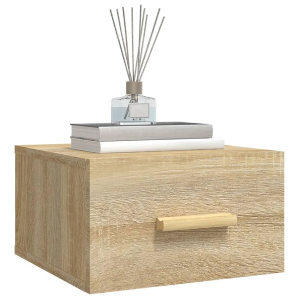 vidaXL væghængt sengebord 35x35x20 cm sonoma-eg