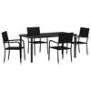 vidaXL Have Spisebordss&aelig;t 5 stk. Sort polyrattan