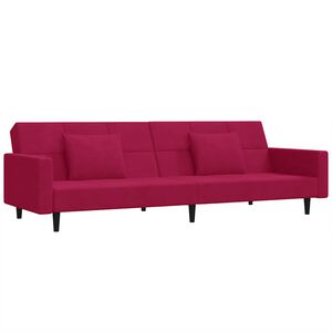 vidaXL 2-personers sovesofa med 2 puder fl&oslash;jl vinr&oslash;d