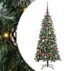 vidaXL Kunstigt juletr&aelig; Gr&oslash;n 120 cm PVC, plastik og st&aring;l