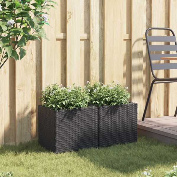 vidaXL plantekasser 2 stk. 36x30x32 cm polyrattan sort