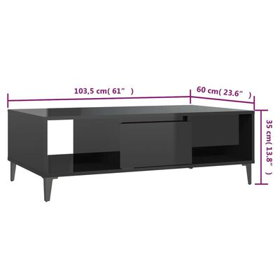 vidaXL sofabord 103,5x60x35 cm spånplade sort højglans