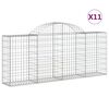 vidaXL buede gabionkurve 11 stk. 200x30x80/100 cm galvaniseret jern