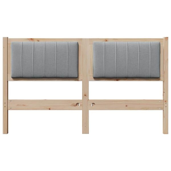 vidaXL Polstret sengegavl med hovedg&aelig;rde Brun 135 cm Massiv fyrretr&aelig;