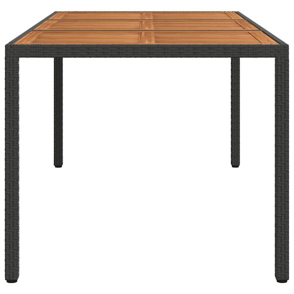 vidaXL havebord 190x90x75 cm polyrattan og akacietræ sort