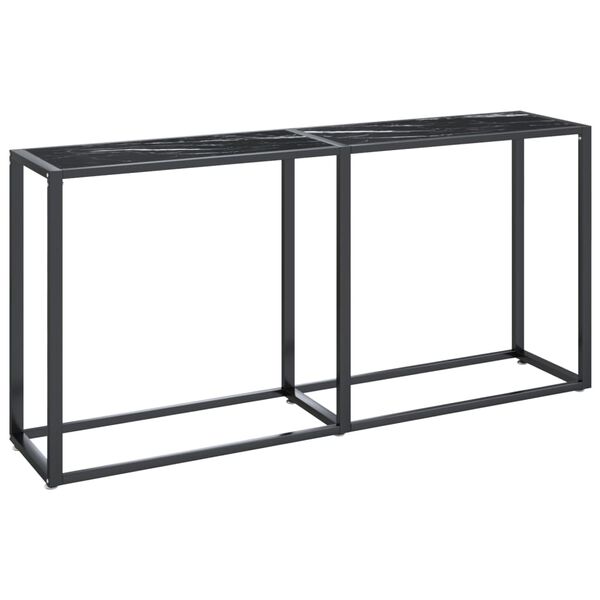 vidaXL konsolbord 160x35x75,5 cm h&aelig;rdet glas sort marmor