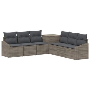 vidaXL Sofa S&aelig;t 7 stk. Gr&aring; og M&oslash;rkegr&aring; Poly Rattan og St&aring;l