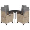 vidaXL spisebordss&aelig;t til haven 5 dele med hynder polyrattan beige