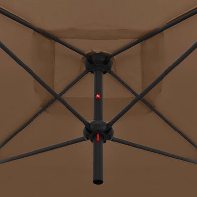 vidaXL dobbelt parasol med stålstang 250x250 cm gråbrun
