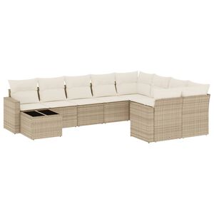 vidaXL sofas&aelig;t til haven 10 dele med hynder polyrattan beige