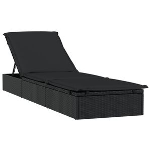 vidaXL liggestol 1 stk. med hynde 201x55x62 cm polyrattan sort
