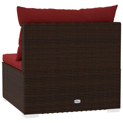 vidaXL 4-personers sofa med hynder polyrattan brun