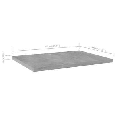 vidaXL boghylder 8 stk. 40x30x1,5 cm konstrueret træ betongrå
