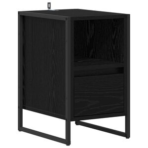 vidaXL Sengebord med skuffe Sort eg 39,5 x 30 x 50 cm Konstrueret tr&aelig;