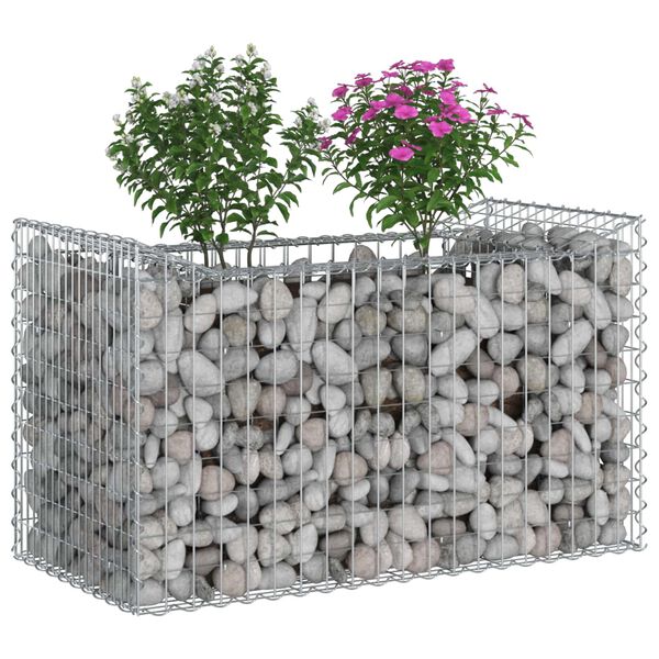 vidaXL Gabion h&oslash;jbed S&oslash;lv 50 x 100 x 60 cm Galvaniseret st&aring;l