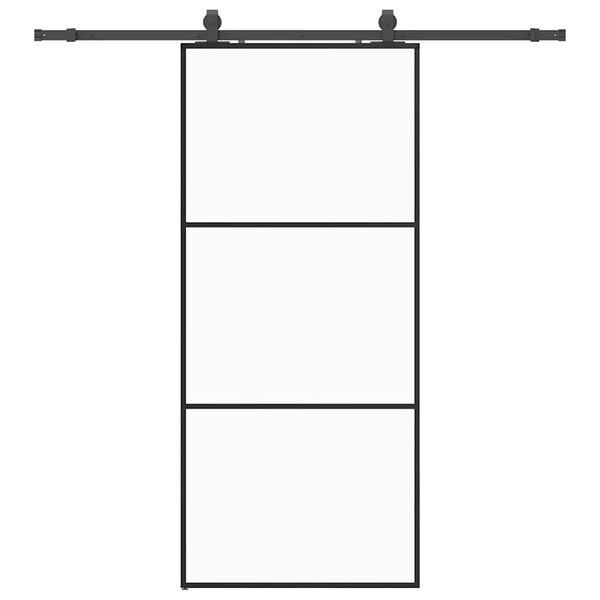 vidaXL skyded&oslash;r med hardwares&aelig;t 90x205 cm ESG glas sort