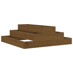 vidaXL plantekasse 80x80x27 cm massivt fyrretr&aelig; gyldenbrun