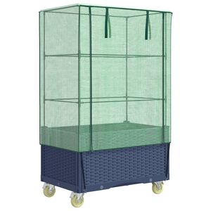 vidaXL h&oslash;jbed med overtr&aelig;k og hjul 80x50x182 cm rattan-look