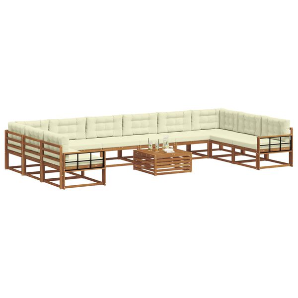 vidaXL Udend&oslash;rs sofagruppe med pude 11 pcs Naturlig og Fl&oslash;de