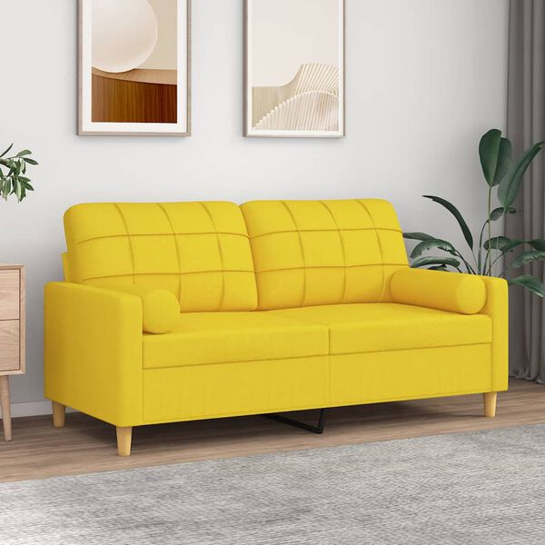 vidaXL 2-personers sofa med pyntepuder 140 cm stof lysegul