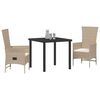 vidaXL Have Spisebordss&aelig;t med pude 3 pcs Beige polyrattan