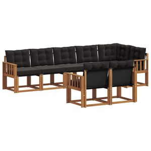 vidaXL Udend&oslash;rs sofagruppe med pude 8 pcs Naturlig og sort