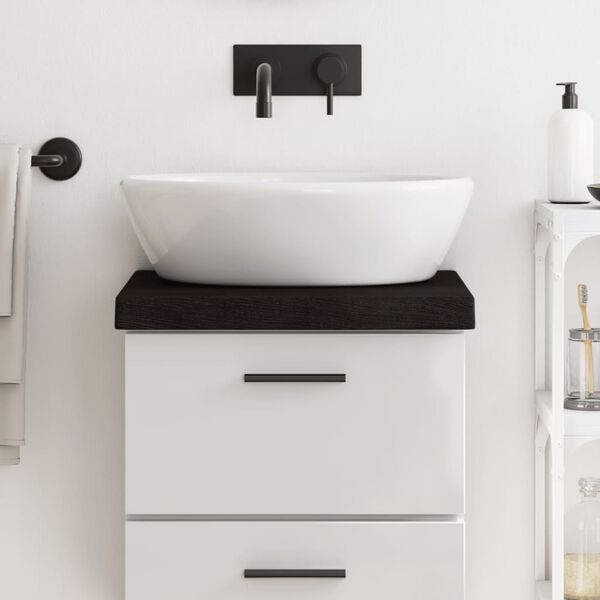 vidaXL bordplade til badeværelse 40x40x(2-6) cm massivt træ mørkebrun