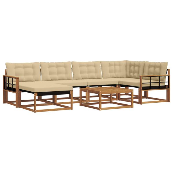 vidaXL Udend&oslash;rs sofagruppe 19 pcs Naturlig og Beige Massivt Akacietr&aelig;