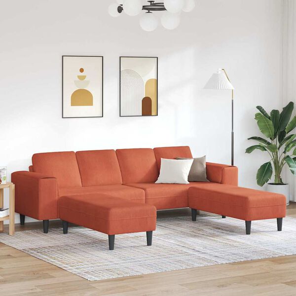 vidaXL Stof sofa med pude Rød orange 208 cm Corduroy stof