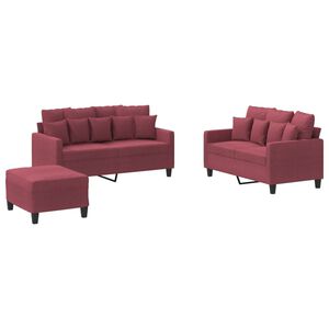 vidaXL sofas&aelig;t 2 dele med hynder stof vinr&oslash;d