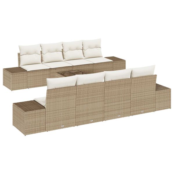 vidaXL Havesofa S&aelig;t med pude 7 pcs Beige og creme polyrattan