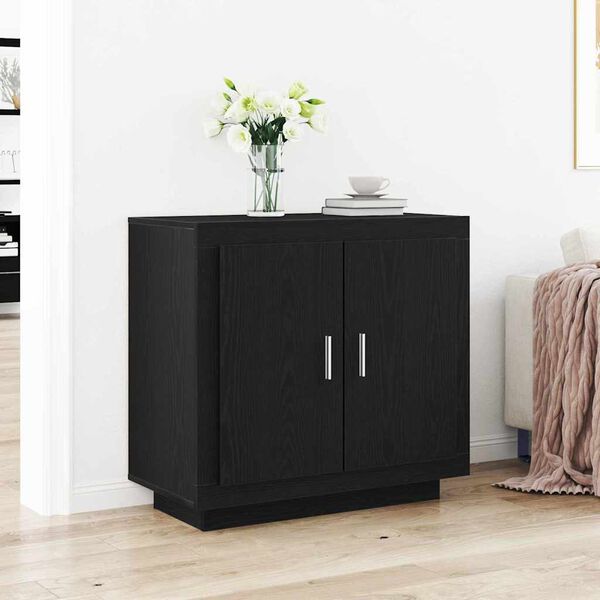 vidaXL Sideboard Sort eg 80 x 40 x 75 cm Konstrueret træ