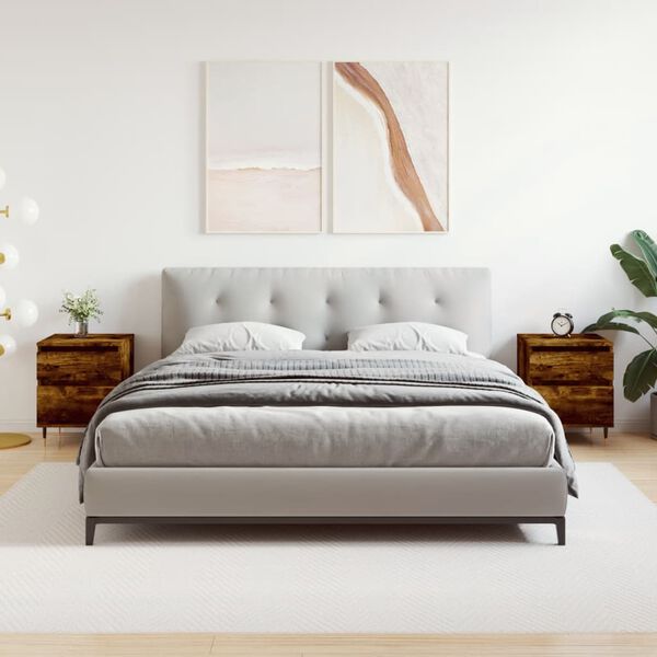 vidaXL sengeborde 2 stk. 40x35x50 cm røget egetræsfarve