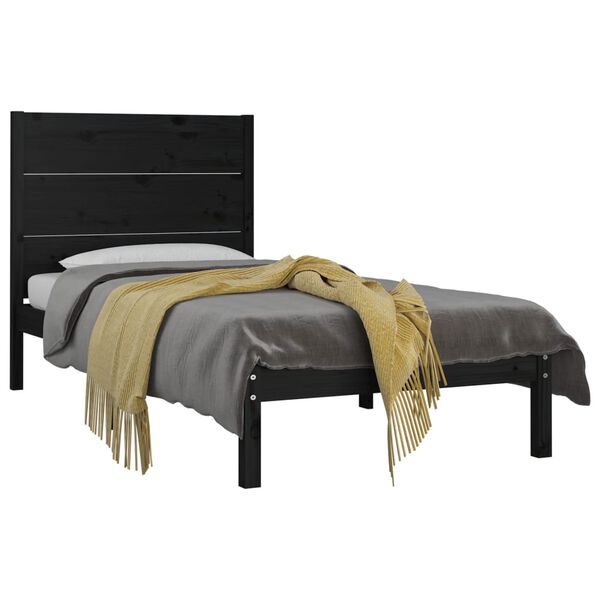 vidaXL sengeramme 100x200 cm massivt fyrretr&aelig; sort