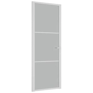 vidaxL d&oslash;r 76x201,5 cm mat glas og aluminium hvid