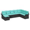 vidaXL Havesofa S&aelig;t med pude med opbevaring 8 pcs Sort Poly rattan