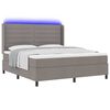 vidaXL LED Box Spring Bed med madras Gr&aring;brun 180 x 200 cm Stof