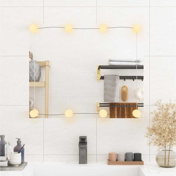 vidaXL v&aelig;gspejl med LED-lys 50x60 cm rektangel glas