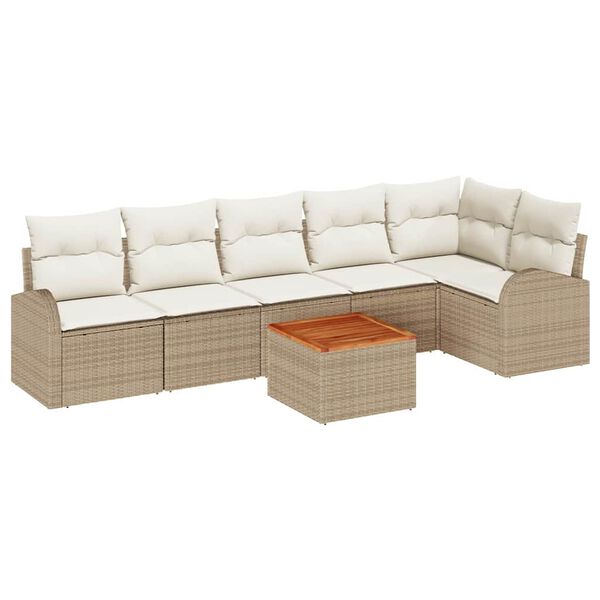 vidaXL Havesofa S&aelig;t med opbevaring 7 pcs Beige og creme polyrattan