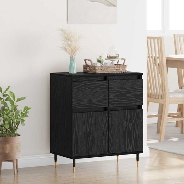 vidaXL Sideboard Sort eg 60 x 35 x 70 cm Ingeni&oslash;rt tr&aelig; og jern